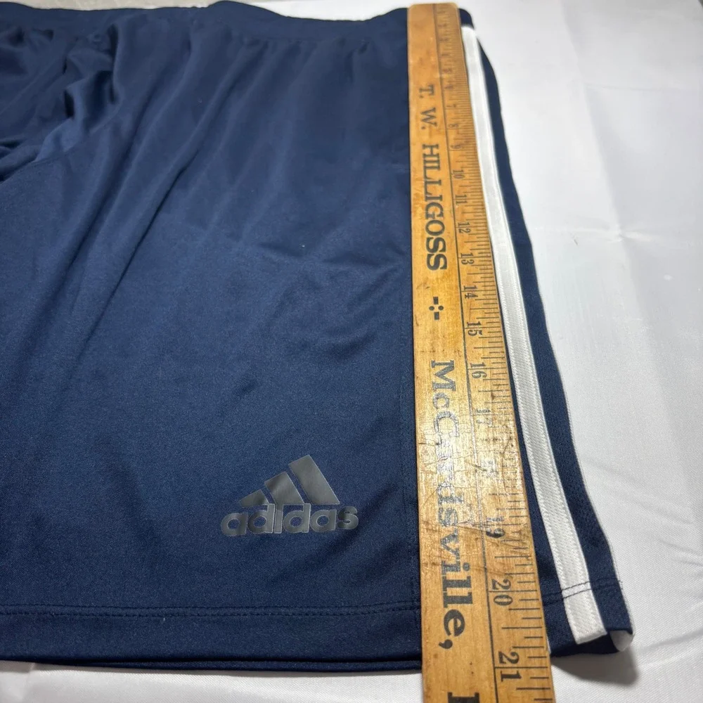 Adidas Mens 3 Stripe Navy Blue Climalite Athletic Shorts Size 2XL Workout Soccer